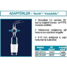 Isolab 065.25.029 Adaptör - Eğimli - Musluklu - Çap 10 mm - Erkek Şilif : Ns 29/32 (1 Adet)