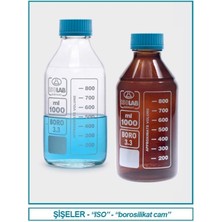 Isolab 061.02.500 Şişe - Borosilikat Cam - Amber - Vidalı Kapaklı - 500 ml (1 Adet)