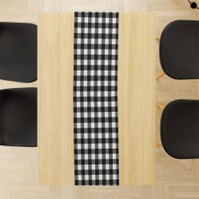 Adawall Siyah Beyaz Kare Runner 140 x 45 cm