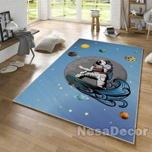 Nesa_Decor Uzay Dekoru, Astronot, Mars, Ay, Güneş, Uzay Temalı Çocuk Odası Halısı, Erkek Çocuk Odası Halısı