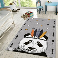 Nesa_Decor Şirin Panda Halı, Dijital Baskılı Kaymaz Taban Çocuk Odası Halısı, Sevimli Kreş Halısı