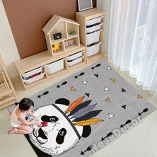 Nesa_Decor Şirin Panda Halı, Dijital Baskılı Kaymaz Taban Çocuk Odası Halısı, Sevimli Kreş Halısı