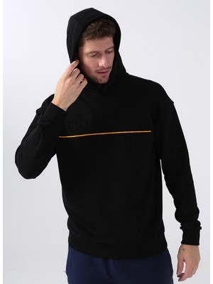 Fabrika Sports Kapüşon Yaka Düz Siyah Erkek Sweatshirt Ose