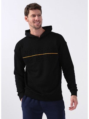 Fabrika Sports Kapüşon Yaka Düz Siyah Erkek Sweatshirt Ose