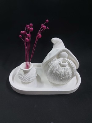 E Hobici  Tabaklı Cüce ve Vazo Seti 18X9,5CM