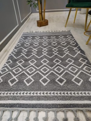 Doruklar Home Collection Iskandinav Kilim Desenli Kaymaz Tabanlı Yıkanabilir Leke Tutmaz Dokuma Taban Halı