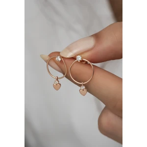 925 Ayar Gümüş Tektaş Sallantılı Kalp Küpe