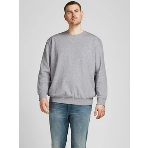 Jack & Jones Büyük Beden Açık Gri-Melanj Erkek Sweat 12182567