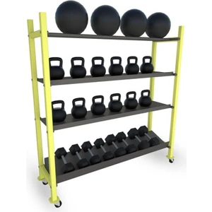 4 Katlı Mobil Ağırlık Depolama Standı Yellow Model