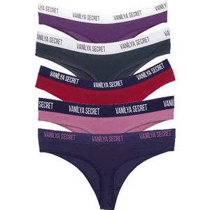 Vanilya Secret Kadın  Beli Bant Lastikli Pamuklu Tanga 5'li Paket