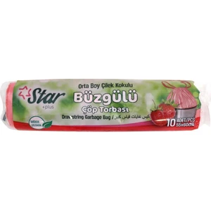 Star Plus Büzgülü Çöp Poşeti Çilek Kokulu Orta Boy 55 x 60 cm 3 Rulo 10'lu
