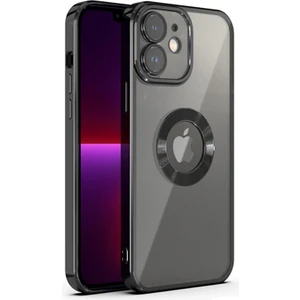 iPhone 11 Kılıf 5d Kamera ve Lens Korumalı Plating Logo Cut Arkası Şeffaf Silikon Flay Case