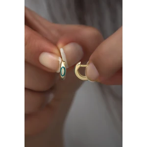 925 Ayar Gümüş Mineli Gold Minik Halka Küpe