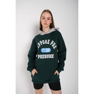Kadın Lacivert Suppose Baskılı Oversize Sweatshirt