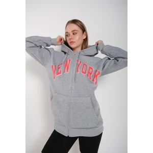 Kadın Newyork Baskılı Sweat Hırka