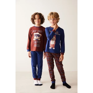 Çok Renkli Erkek Çocuk Ayıcık Desenli 2li Pijama Takımı