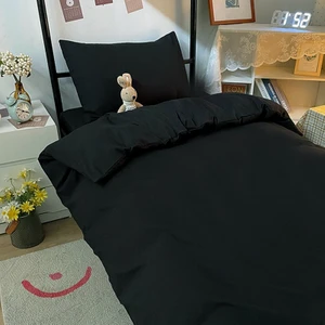 Siyah Pamuk Tek Kişilik Lastikli Çarşaflı Nevresim Takımı