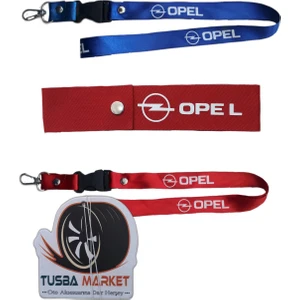 Tusba Market Opel Kırmızı Tampon Dili & Çeki Ipi // Kırmızı / Mavi Oto Ayna Askısı & Anahtarlıklı Ayna Ipi