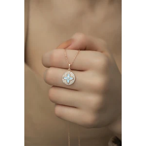 925 Ayar Gümüş Mineli Rüzgar Gülü Kolye