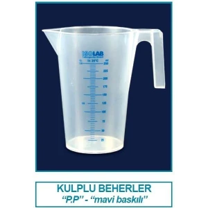 026.04.500 Beher - Kulplu - P.p - Kısa Form - Mavi Skala - 500 ml (1 Adet)
