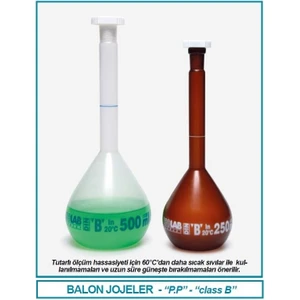 014.13.250 Balon Joje - P.p - Amber - B Kalite - Beyaz Skala - 250 ml - Ns 14/23 (1 Adet)