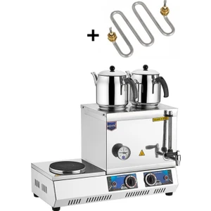 K34 40 Model Çift Demlikli Elektrikli Çay Kazanı 28 Lt + Yedek Rezistans