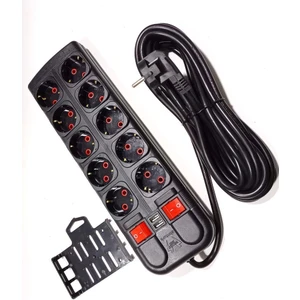 2 Amper 2 USB Çıkışlı 10LU Grup Priz 2 Metre Anahtarlı 5+5 SISTEM2000 Çoklu Priz 3x1.5 Bakır Kablolu