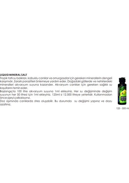 Liquid Mineral Salt Mineral Katkısı 125ml fiyatları