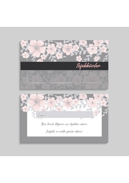 Çift Taraflı Teşekkür Kartı 5,5 x 8,5 cm 100 Adet