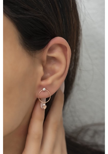 925 Ayar Gümüş Tektaş Sallantılı Kalp Küpe fiyatları