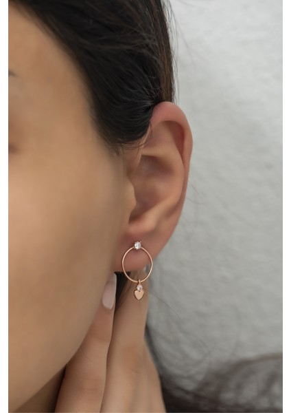 925 Ayar Gümüş Tektaş Sallantılı Kalp Küpe modelleri