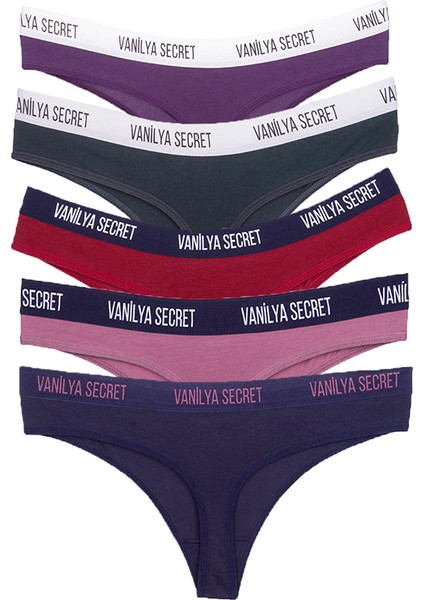 Kadın Beli Bant Lastikli Pamuklu Tanga 5'li Paket