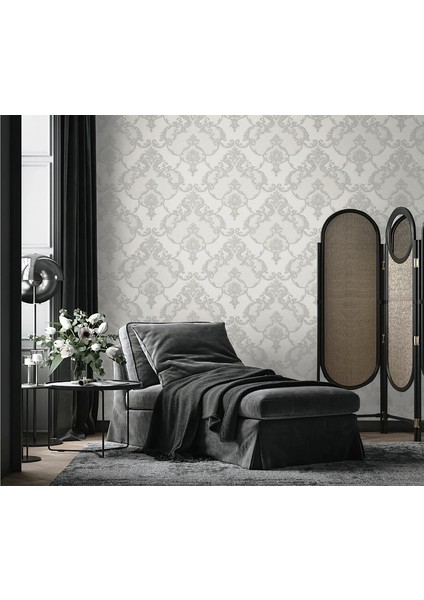 Dante Seri Damask Desenli Duvar KAĞIDI-1403-2 Gri