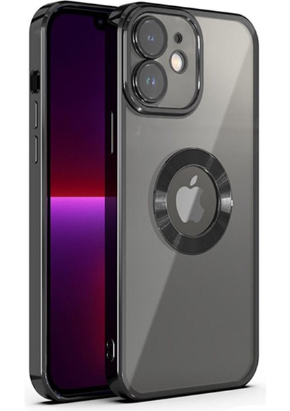 iPhone 11 Kılıf 5d Kamera ve Lens Korumalı Plating Logo Cut Arkası Şeffaf Silikon Flay Case