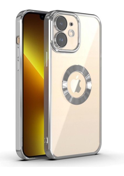 iPhone 11 Kılıf 5d Kamera ve Lens Korumalı Plating Logo Cut Arkası Şeffaf Silikon Flay Case