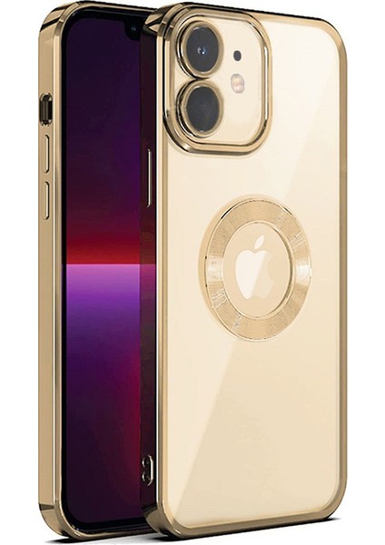 iPhone 11 Kılıf 5d Kamera ve Lens Korumalı Plating Logo Cut Arkası Şeffaf Silikon Flay Case