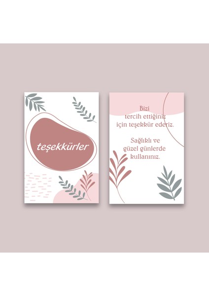 Çift Taraflı Teşekkür Kartı 5,5 x 8,5 cm 100 Adet