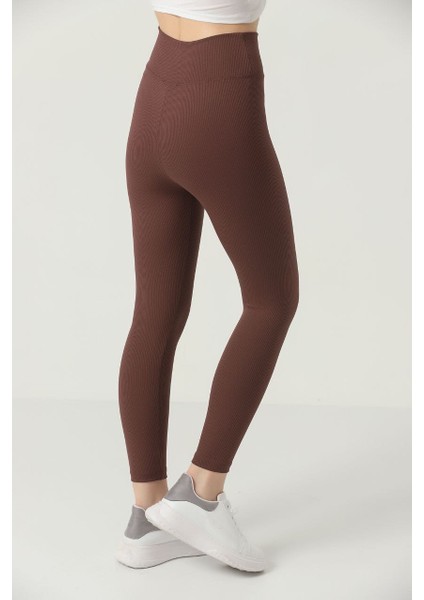 Kışlık Şardonlu Fitilli Kadın Yüksek Bel Dikişsiz Tayt modelleri