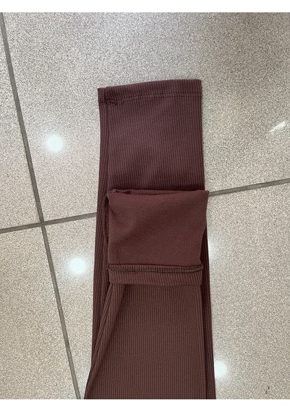 Kışlık Şardonlu Fitilli Kadın Yüksek Bel Dikişsiz Tayt fırsatları