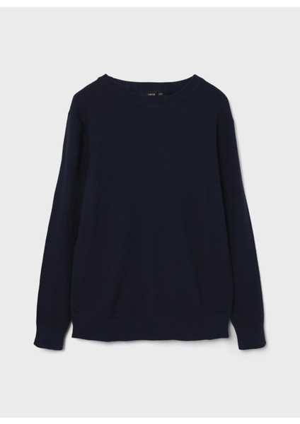 Düz Lacivert Erkek Çocuk Atlet Nlmnilas Ls O-Neck Knit