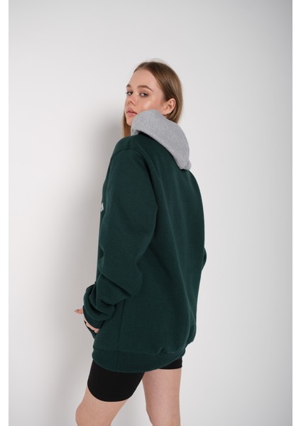 Kadın Suppose Baskılı Oversize Kapüşonlu Sweatshirt