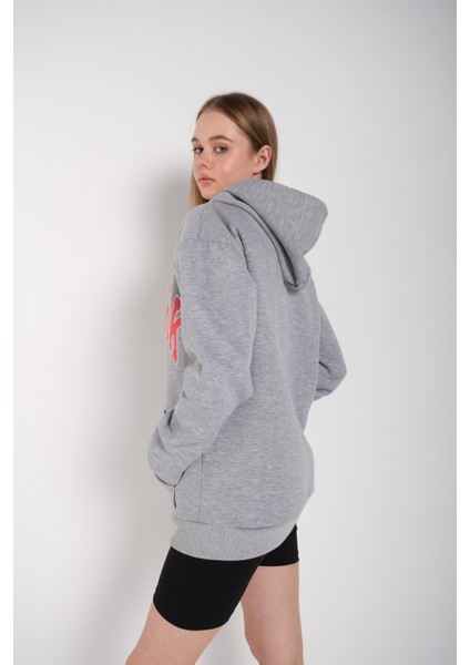 Kadın Newyork Baskılı Sweat Hırka