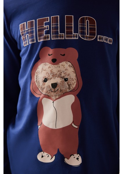 Çok Renkli Erkek Çocuk Ayıcık Desenli 2li Pijama Takımı