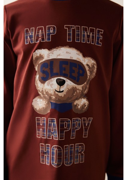 Çok Renkli Erkek Çocuk Ayıcık Desenli 2li Pijama Takımı