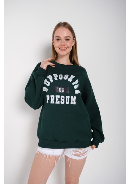 Kadın Suppose Baskılı Bisiklet Yaka Oversize Sweatshirt fiyatları
