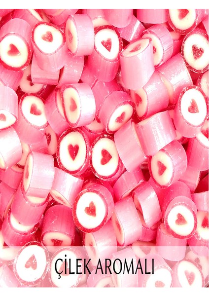 Çilek Aromalı Pembe Kalp Lolly 1000 gr