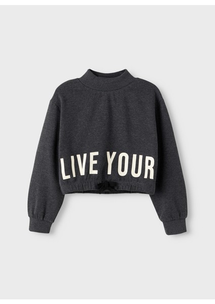 Kız Çocuk Siyah Sweatshirt Nkfnalıve Ls Crop Sweat Bru fiyatları