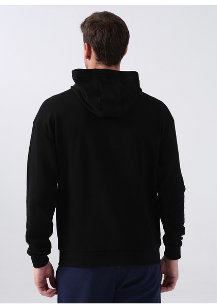 Kapüşon Yaka Düz Siyah Erkek Sweatshirt Monı