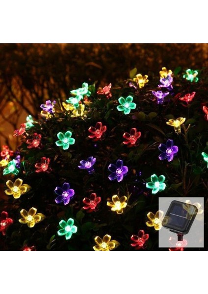 Solar 50 Ledli Çiçekli Rgb Bahçe Aydınlatma Dekorasyon Güneş Enerjili