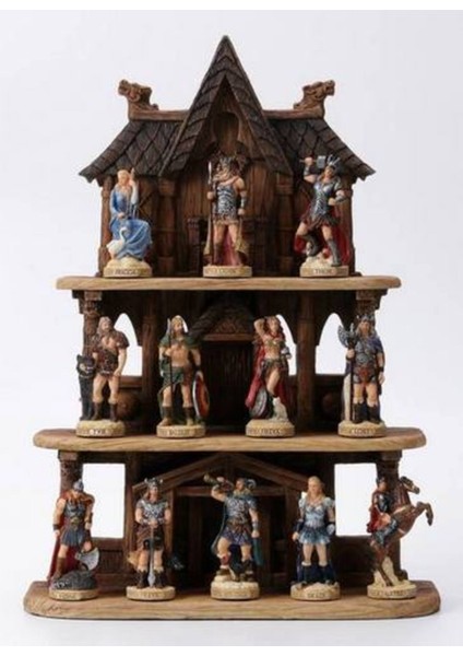 Wıse Veronese Serisi-Wise Mitoloji & Tarih-Norse mt Standlı 12 Lı Set-30*9*41 Cm.– Dekoratif Obje